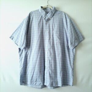 Jos.A. Bank Mens Light Blue Collared Short Sleeve Plaid Button Down Shirt Size 2